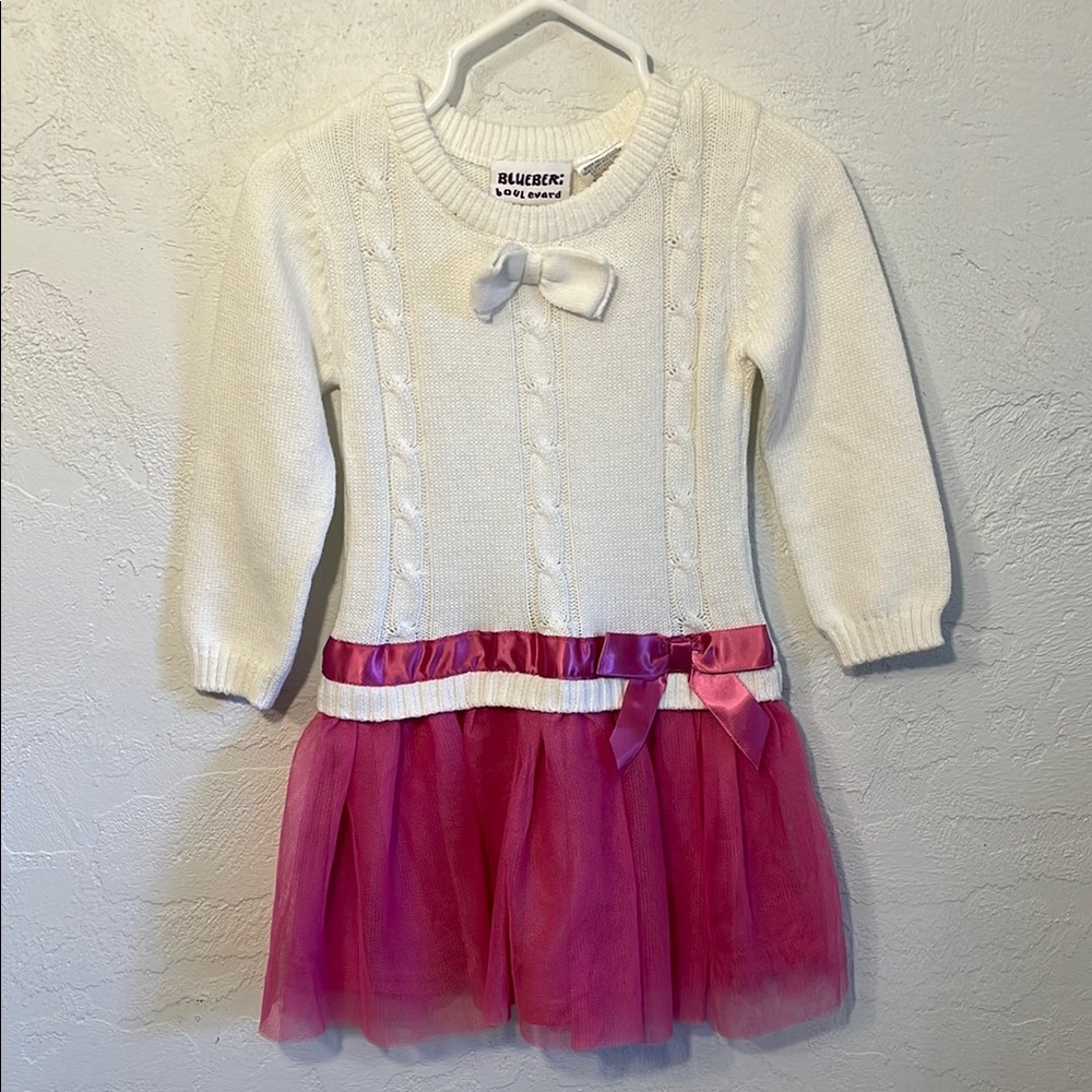 Blueberi Boulevard White Knit Sweater Dress